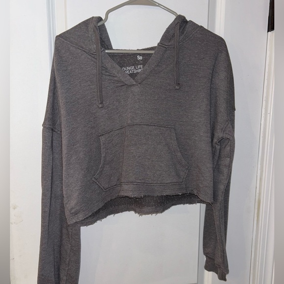 lounge life Tops - Gray cropped hoodie from lounge life (I think) size xs barely worn